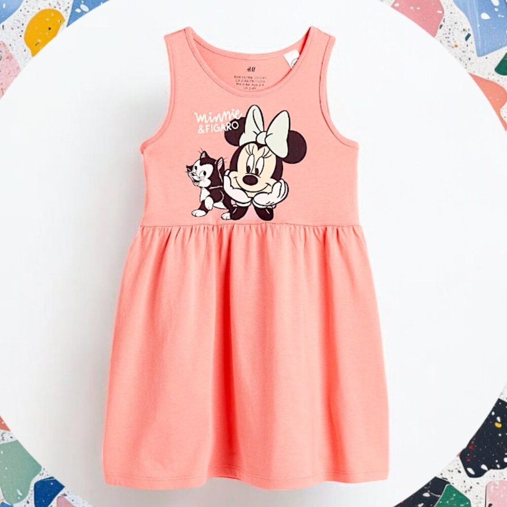 H&M Orange Minnie SuperSoft Sleeveless dress 100% Cotton Sting free frock